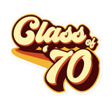 Class of 70 Graduation Retro 1970 Reunion Bubble-free stickers