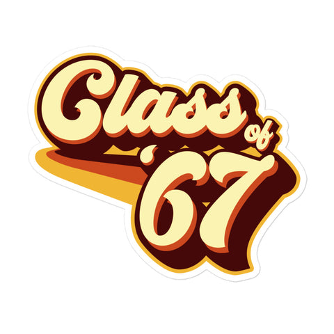 Class of 67 Graduation Retro 1967 Reunion Bubble-free stickers