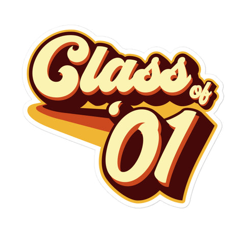 Class of 01 Graduation Retro 2001 Bubble-free stickers