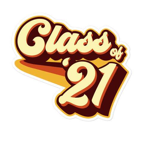 Class of 21 Graduation Retro 2021 Bubble-free stickers