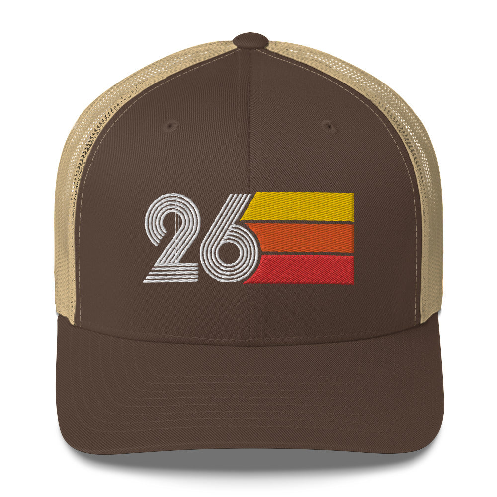 26 Number 26th Birthday Retro Men's Women's Trucker Hat