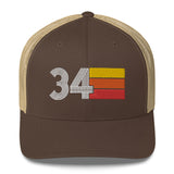 34 Number 34th Birthday Retro Men's Women's Trucker Hat