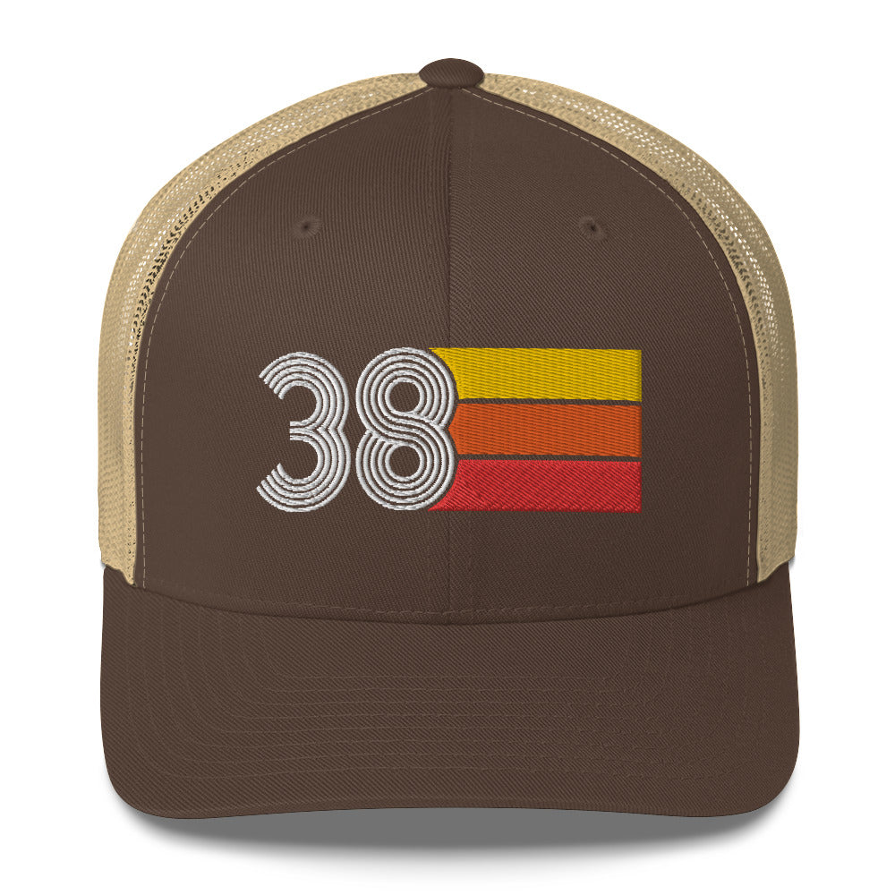 38 Number 38th Birthday Retro Men's Women's Trucker Hat