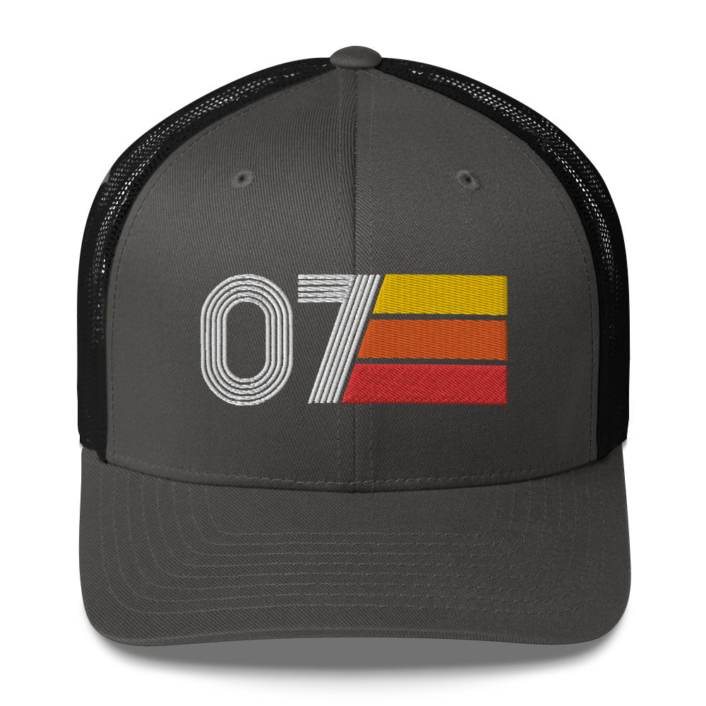 07 Number 2007 Birthday Retro Trucker Hat