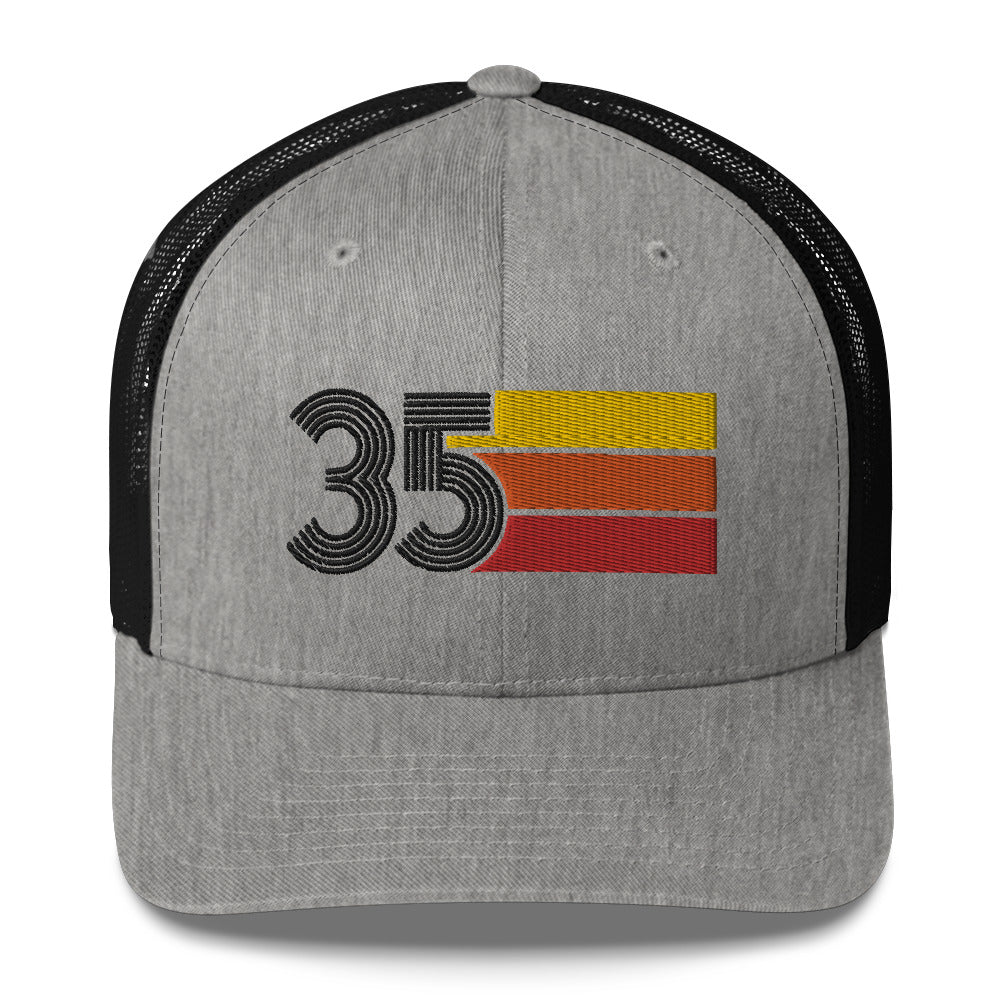 35 Number 35th Birthday Retro Men's Women's Trucker Hat