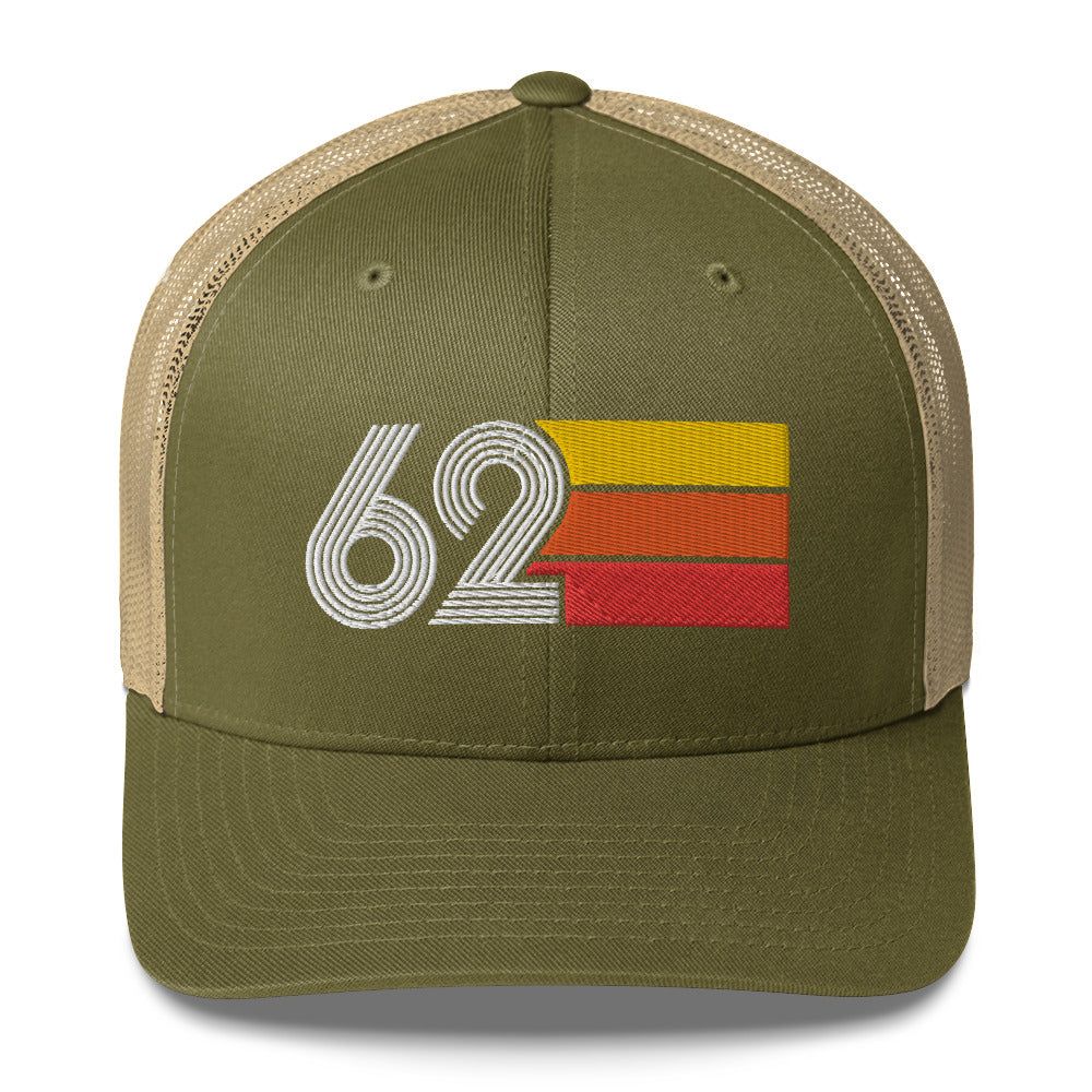 62 Number 1962 Birthday Retro Trucker Hat