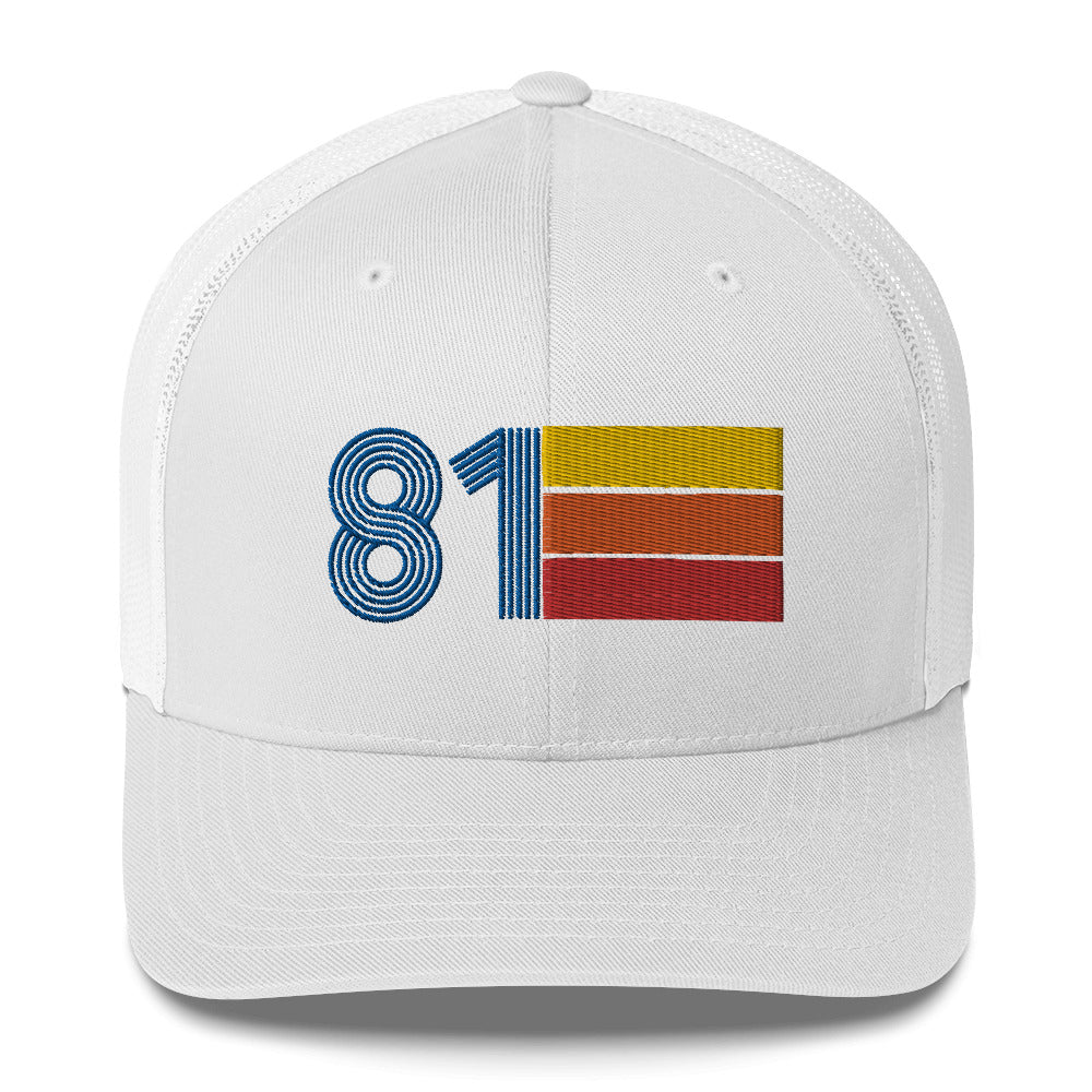81 Number 1981 Birthday Retro Trucker Hat