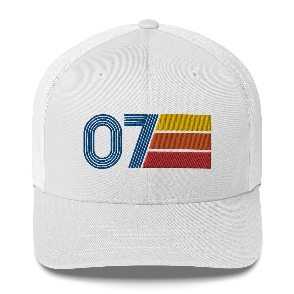07 Number 2007 Birthday Retro Trucker Hat