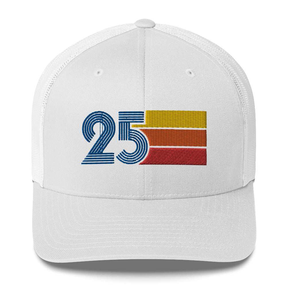 25 Number 25th Birthday Retro Men's Women's Trucker Hat