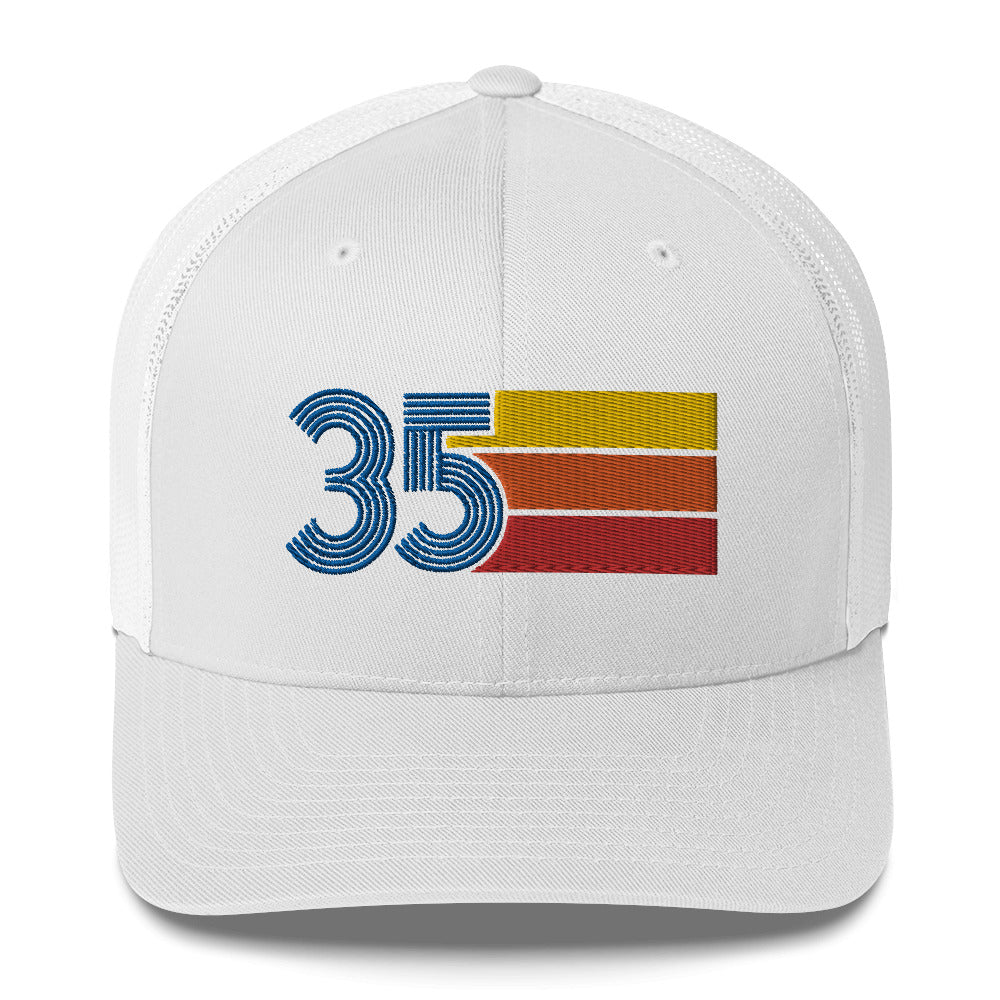 35 Number 35th Birthday Retro Men's Women's Trucker Hat
