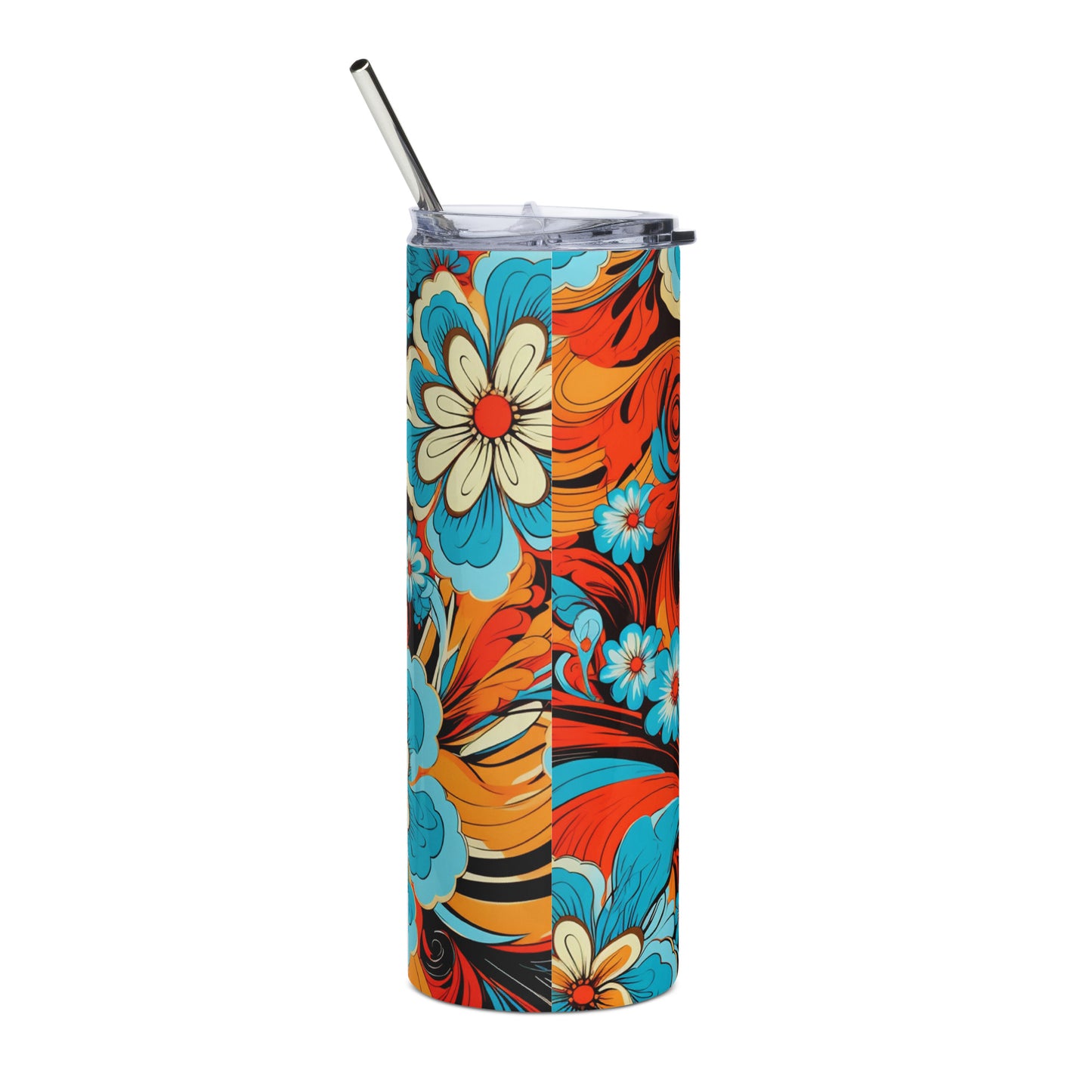 Psychedelic Swirl 20 oz Insulated Stainless Steel Tumbler with Metal Straw
