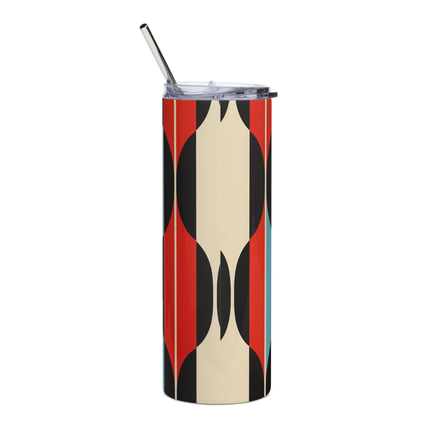 Vintage Oval Pattern 20 oz Insulated Stainless Steel Tumbler with Metal Straw