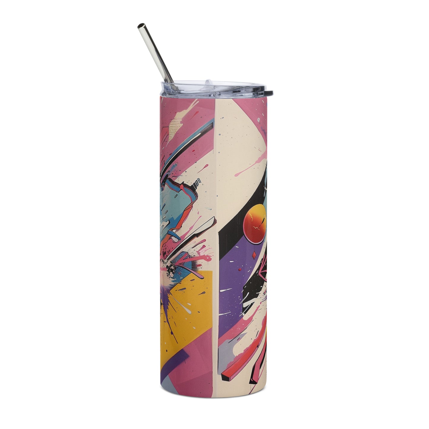 Abstract Art Splash 20 oz Insulated Stainless Steel Tumbler with Metal Straw