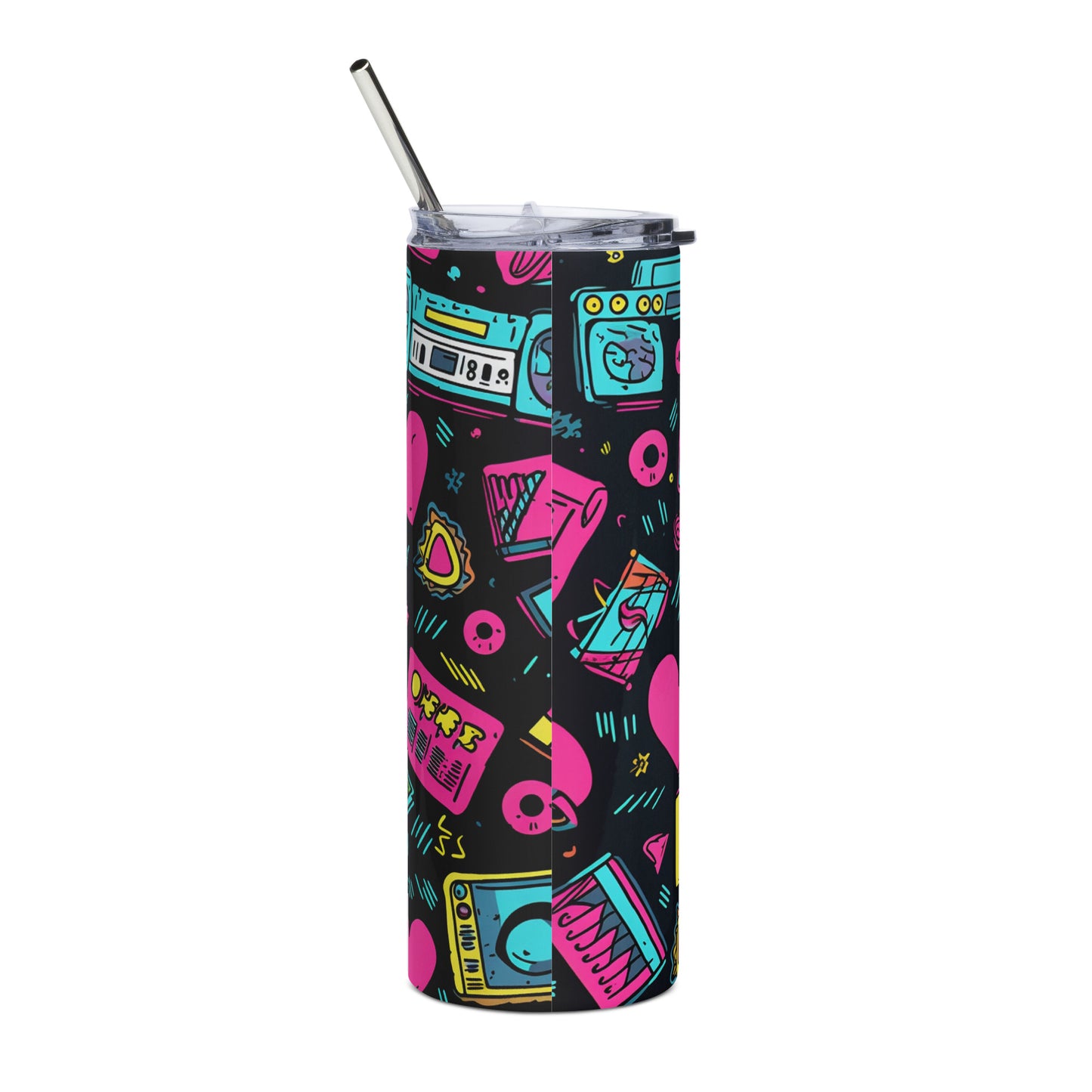 Retro '90s Pop Icons 20 oz Insulated Stainless Steel Tumbler with Metal Straw
