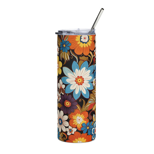 Retro Bloom 20 oz Insulated Stainless Steel Tumbler with Reusable Straw