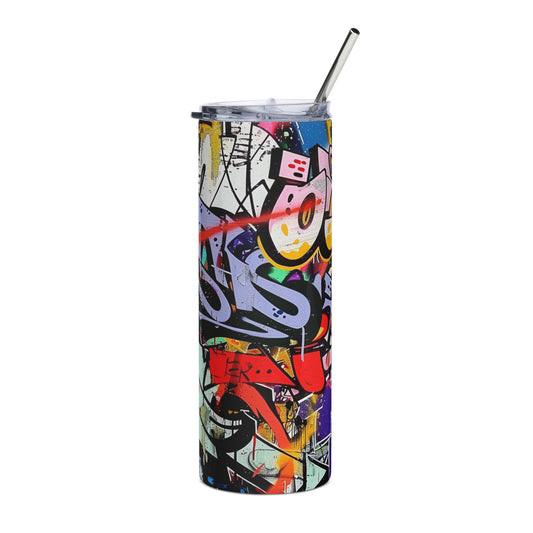 Urban Graffiti Art 20 oz Insulated Stainless Steel Tumbler with Metal Straw
