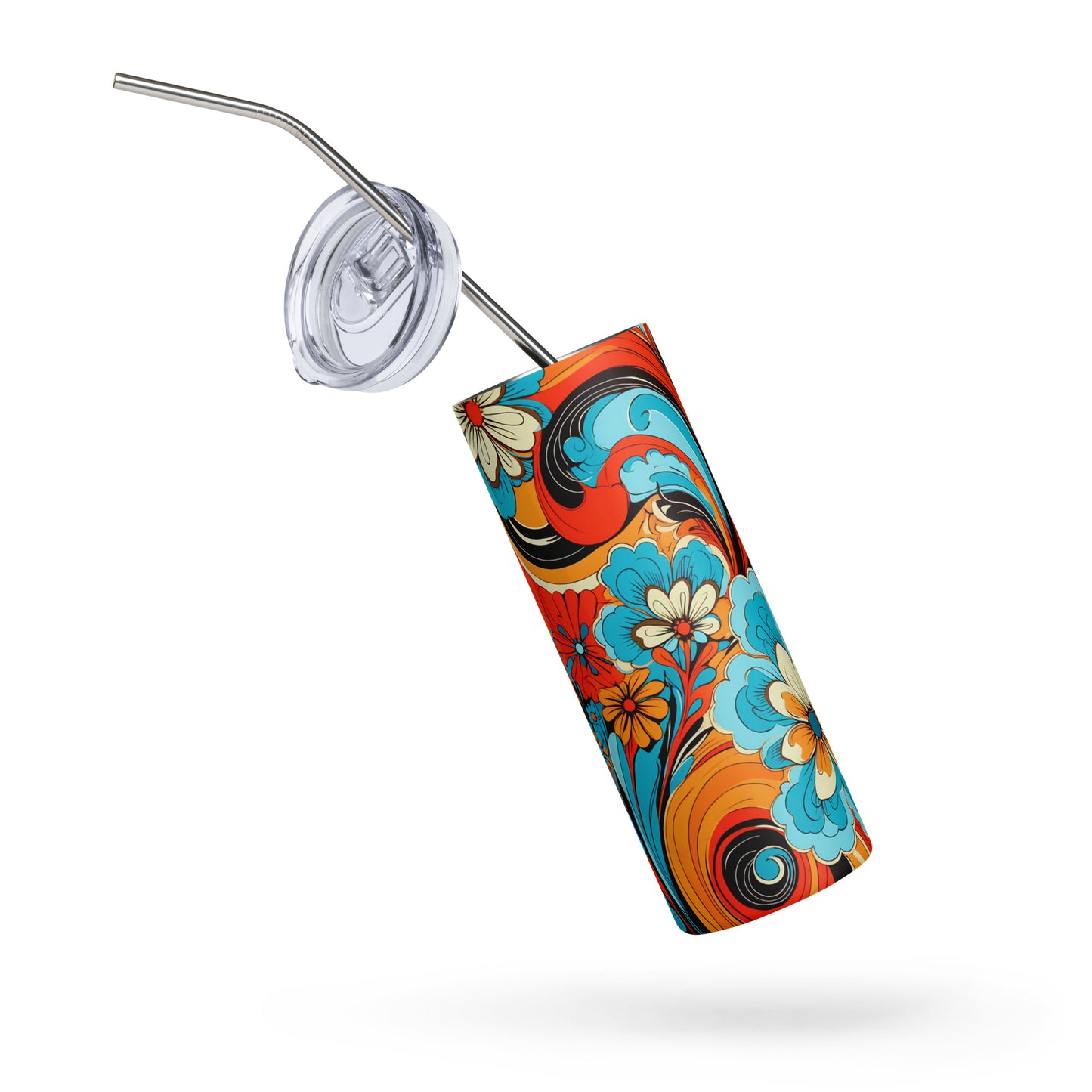 Psychedelic Swirl 20 oz Insulated Stainless Steel Tumbler with Metal Straw