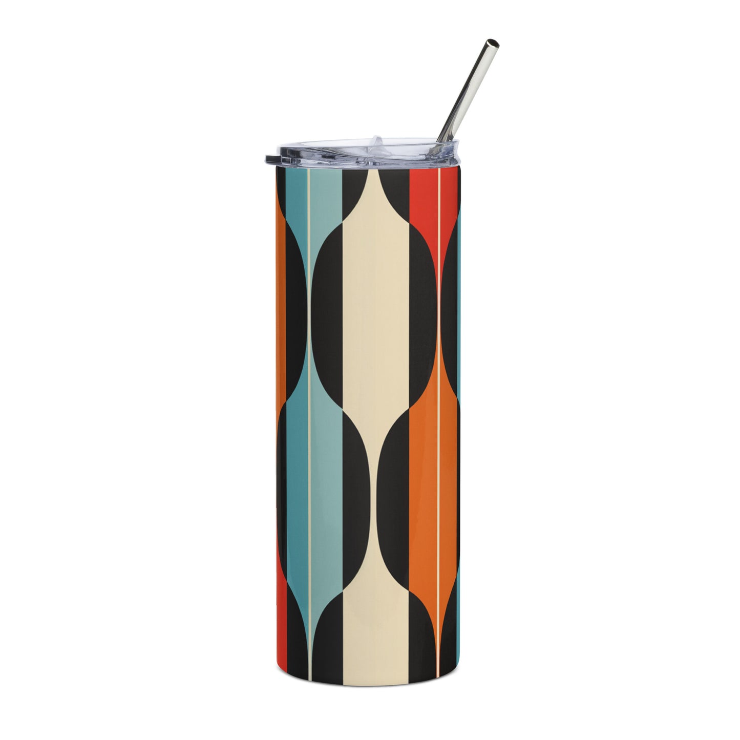 Vintage Oval Pattern 20 oz Insulated Stainless Steel Tumbler with Metal Straw