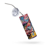 Abstract Art Splash 20 oz Insulated Stainless Steel Tumbler with Metal Straw