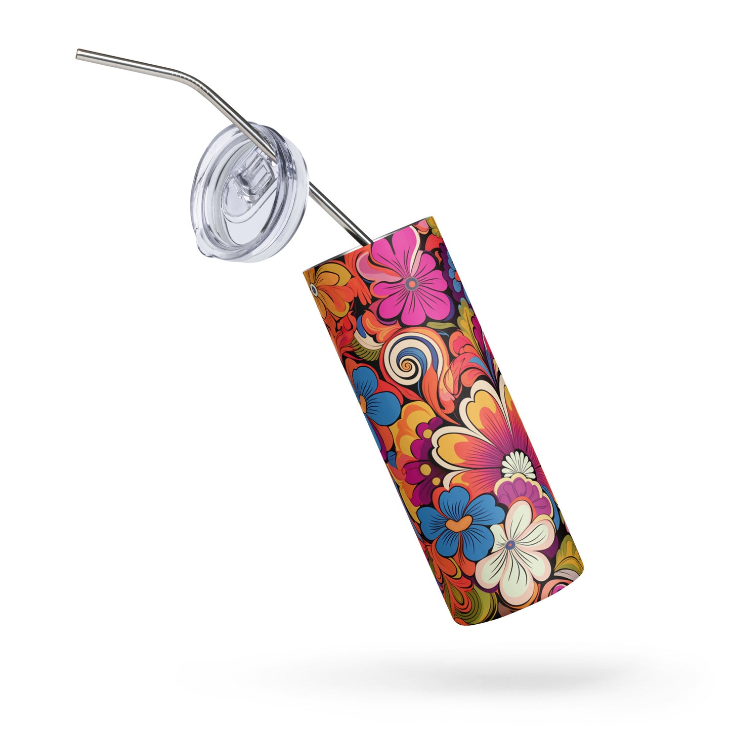 Blossom Swirl 20 oz Insulated Stainless Steel Tumbler with Metal Straw