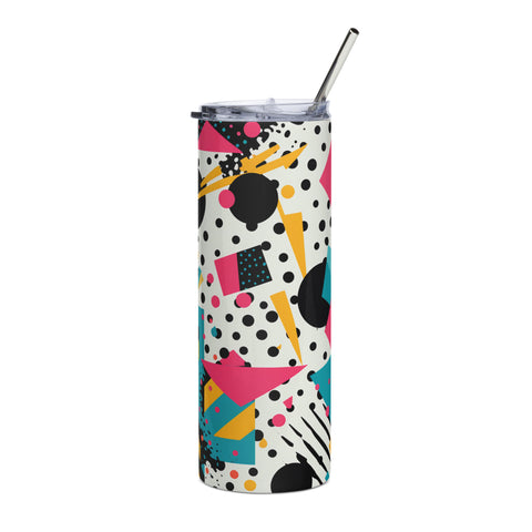 Modern Abstract Splash 20 oz Insulated Stainless Steel Tumbler with Metal Straw