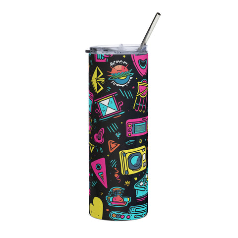 Retro '90s Pop Icons 20 oz Insulated Stainless Steel Tumbler with Metal Straw