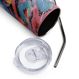 Abstract Art Splash 20 oz Insulated Stainless Steel Tumbler with Metal Straw