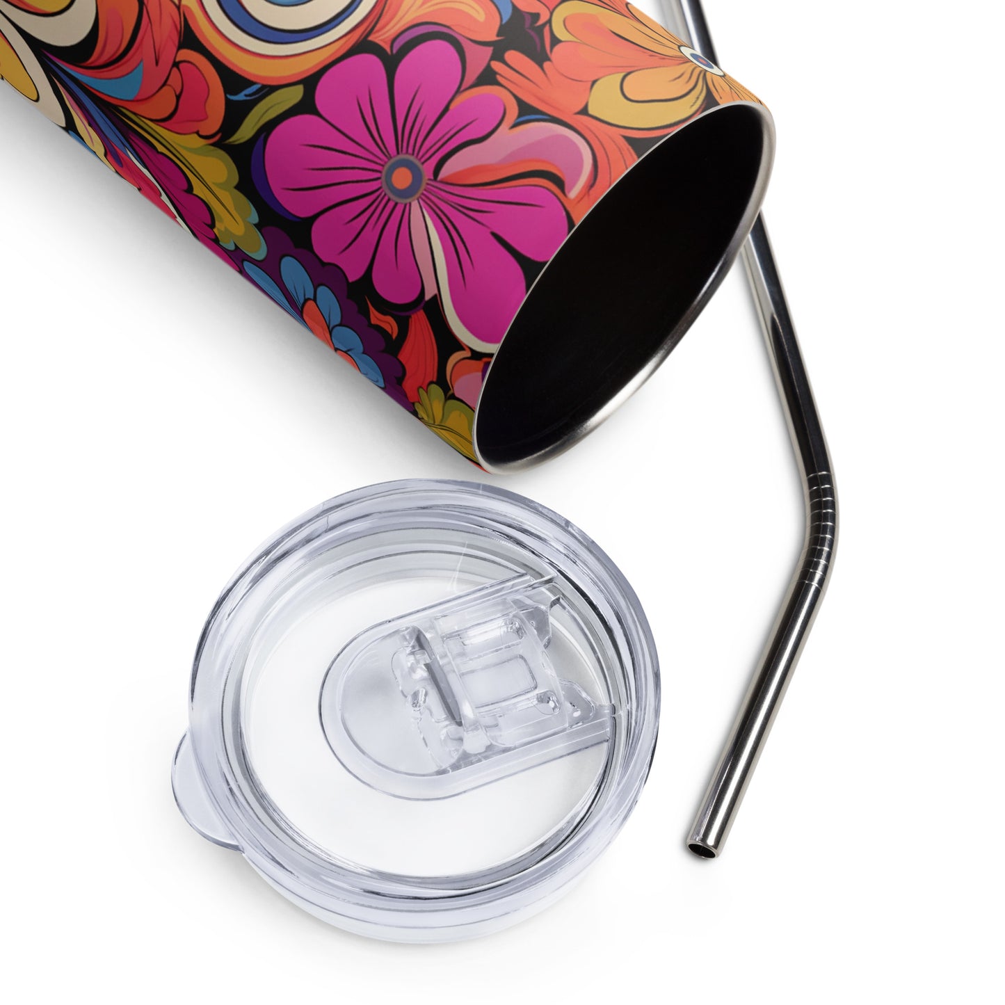 Blossom Swirl 20 oz Insulated Stainless Steel Tumbler with Metal Straw