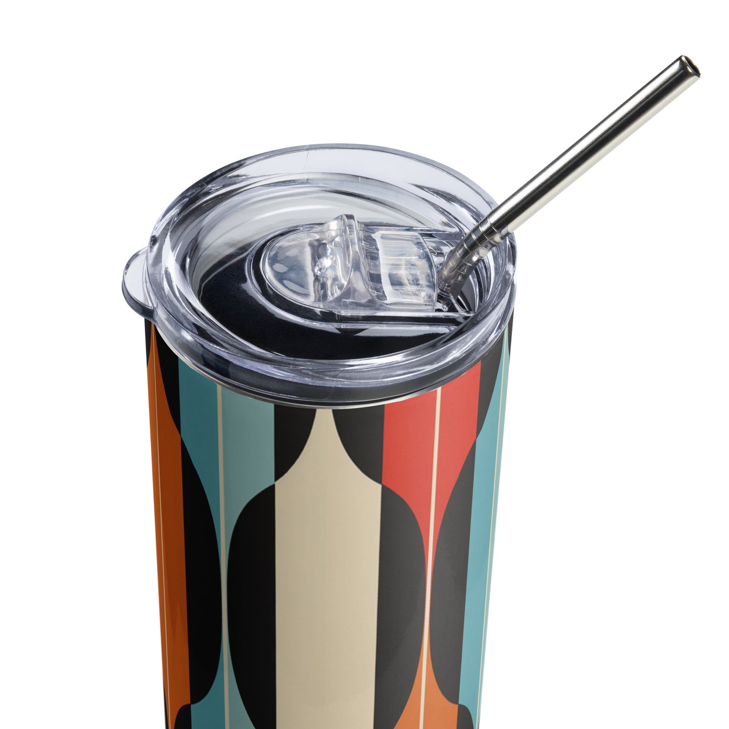 Vintage Oval Pattern 20 oz Insulated Stainless Steel Tumbler with Metal Straw