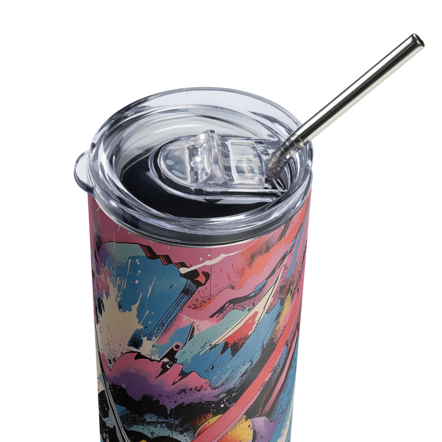 Abstract Art Splash 20 oz Insulated Stainless Steel Tumbler with Metal Straw