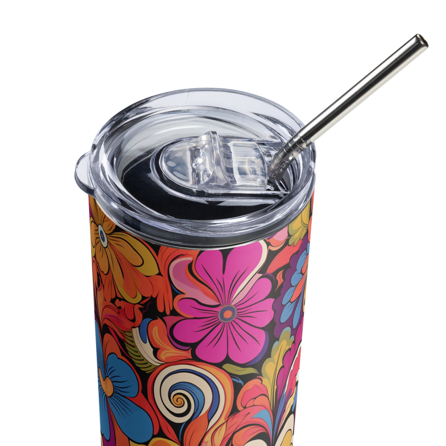 Blossom Swirl 20 oz Insulated Stainless Steel Tumbler with Metal Straw