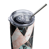 Geometric Marble Elegance 20 oz Insulated Stainless Steel Tumbler with Metal Straw