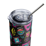 Retro '90s Pop Icons 20 oz Insulated Stainless Steel Tumbler with Metal Straw