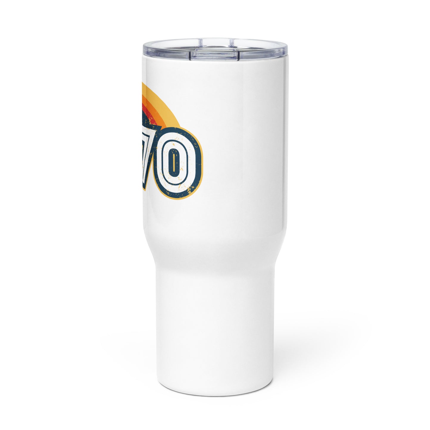 1970 Retro Sunset Travel mug with a handle