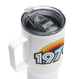 1970 Retro Sunset Travel mug with a handle