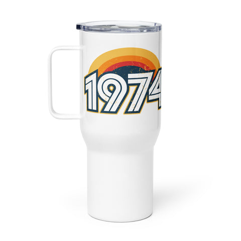 1974 Retro Sunset Travel mug with a handle