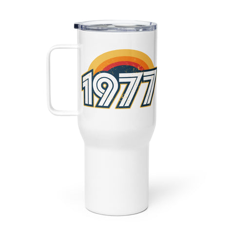 1977 Retro Sunset Travel mug with a handle