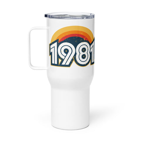 1981 Retro Sunset Travel mug with a handle