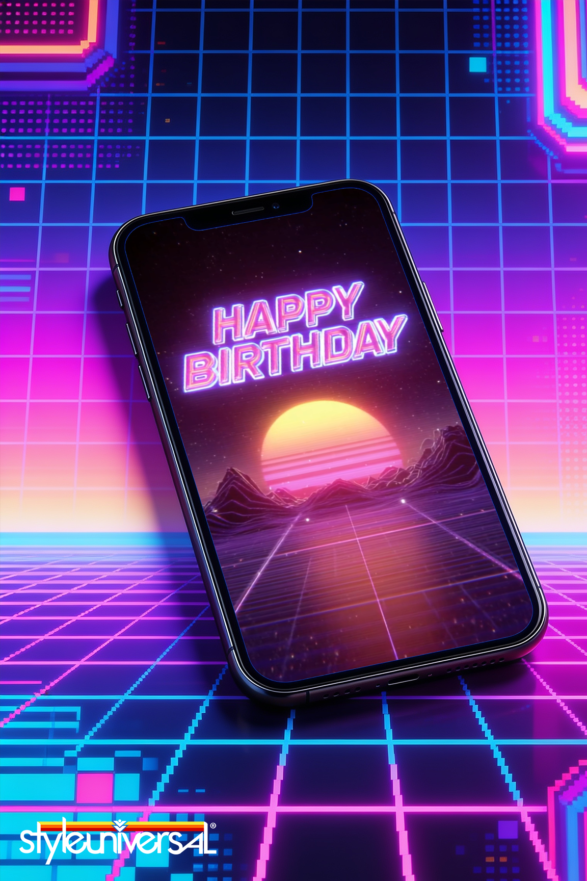 80's Vaporwave Digital Birthday Greeting Card