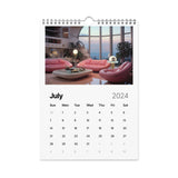 Retro Futuristic Living Rooms Wall calendar (2024)