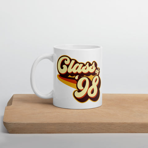 Class of 98 Graduation Reunion Retro 1998 White glossy mug