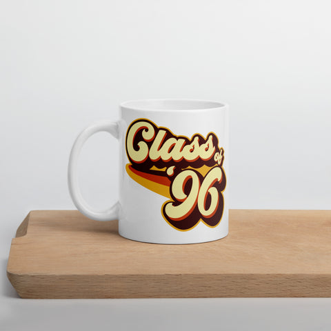 Class of 96 Graduation Reunion Retro 1996 White glossy mug