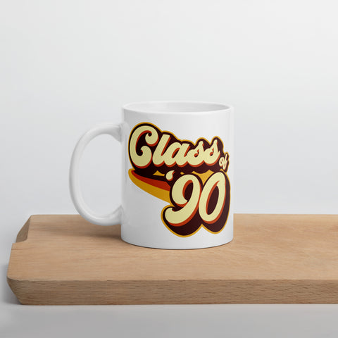 Class of 90 Graduation Reunion Retro 1990 White glossy mug