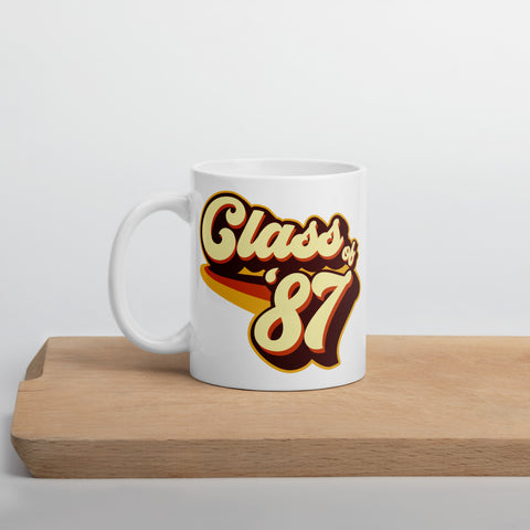 Class of 87 Graduation Reunion Retro 1987 White glossy mug