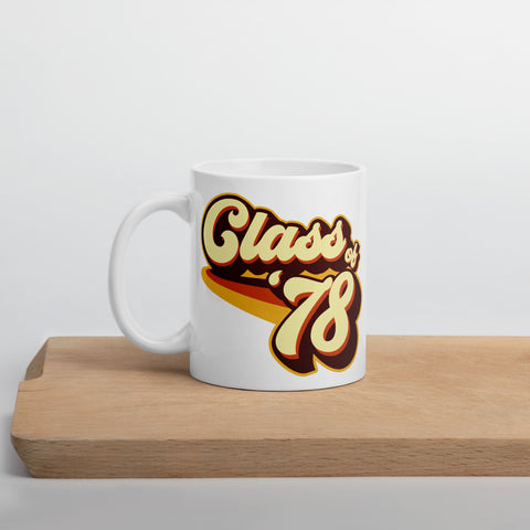 Class of 78 Graduation Reunion Retro 1978 White glossy mug