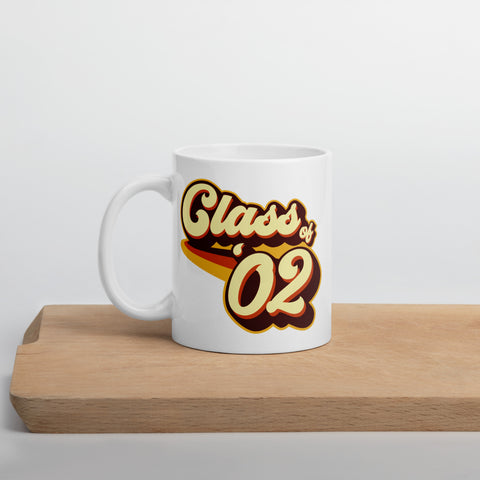 Class of 02 Graduation Reunion Retro 2002 White glossy mug