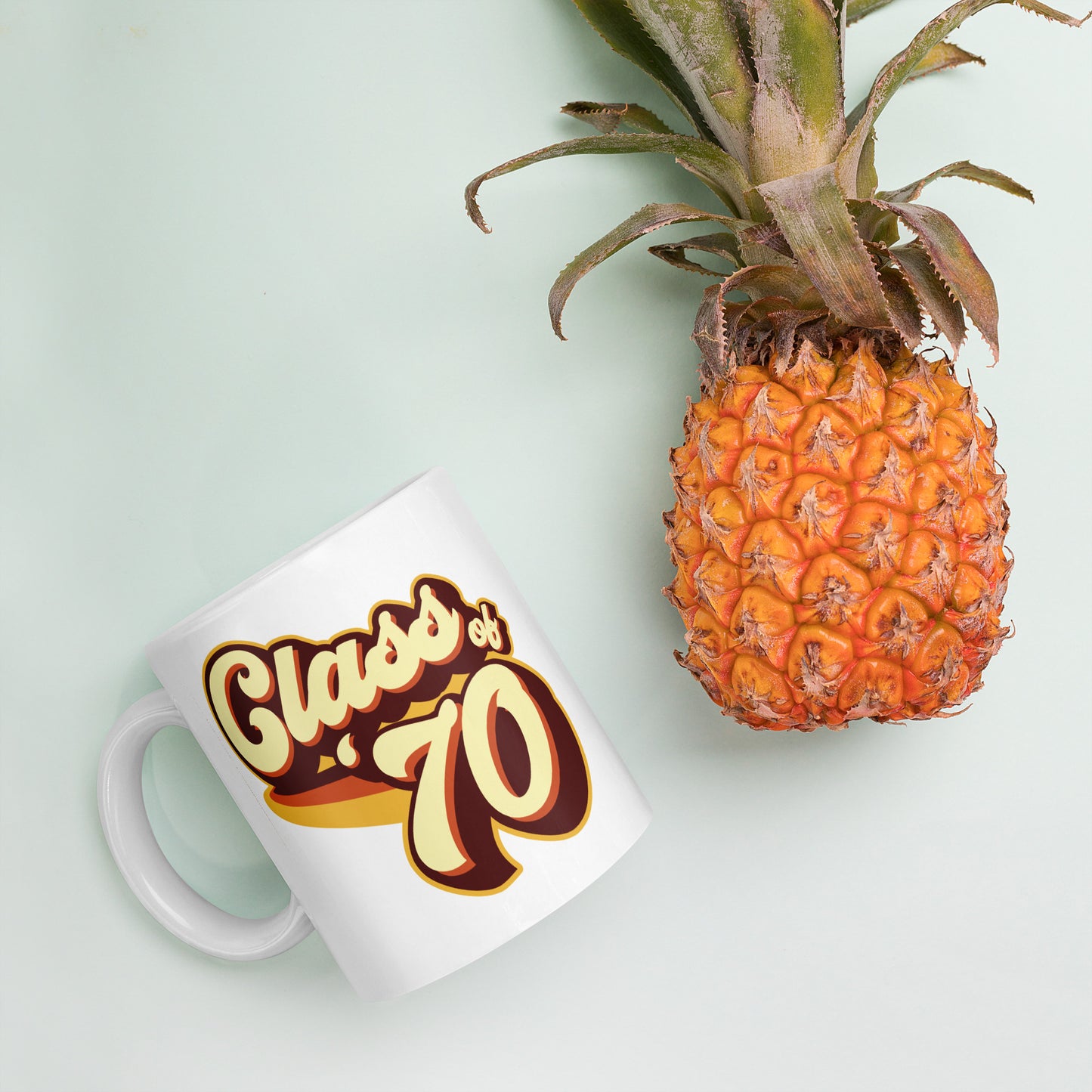 Class of 70 Graduation Reunion Retro 1970 White glossy mug