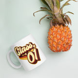 Class of 01 Graduation Reunion Retro 2001 White glossy mug