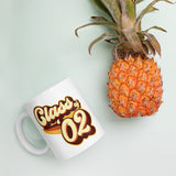 Class of 02 Graduation Reunion Retro 2002 White glossy mug