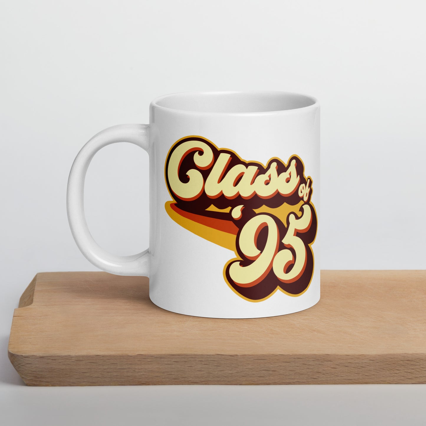 Class of 95 Graduation Reunion Retro 1995 White glossy mug